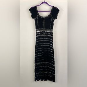 90’s Open Crochet Dress, Black - Small